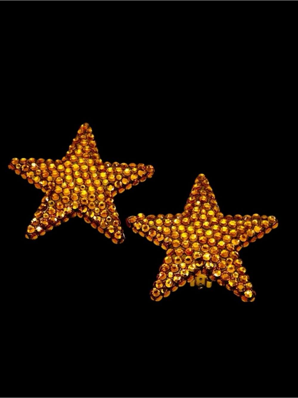 Vintage Richard Kerr Enormous Gold Rhinestone Star Earrings